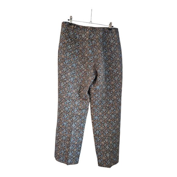 Talbots Womens Size Petites 14 Dress Pants 70% Silk 30% Linen Brown/Blue Lined - Picture 2 of 7